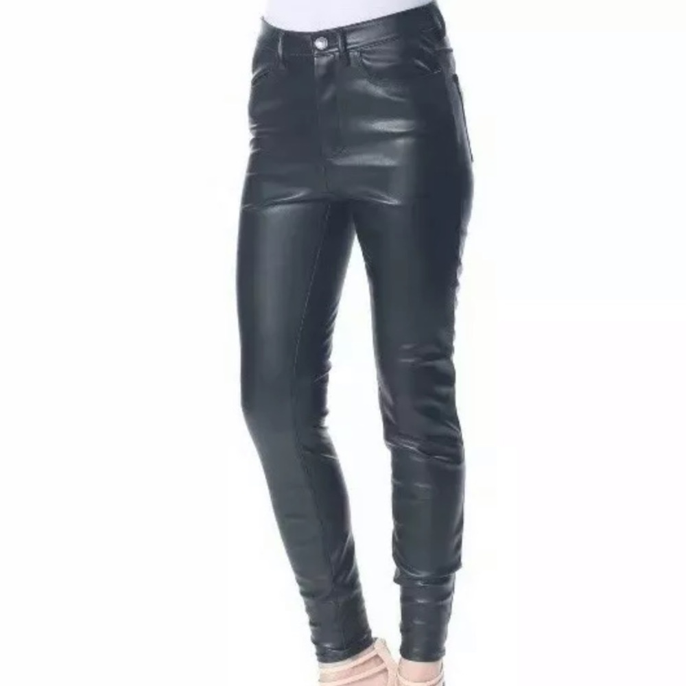 NWT Free People Black Faux Leather Skinny Pants 25